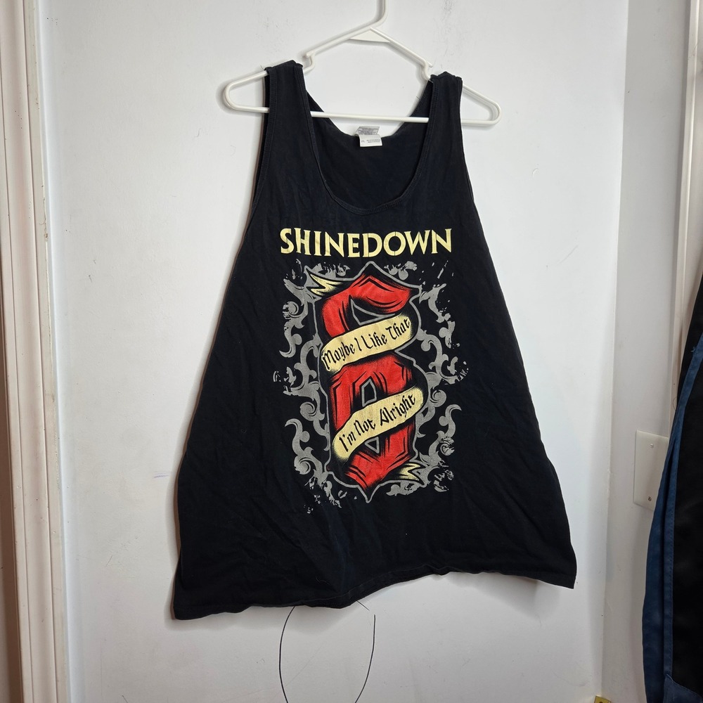 Shinedown Band Tank Top Mens 2XL Black Gildan Ultra Cotton Graphic Rock Shirt